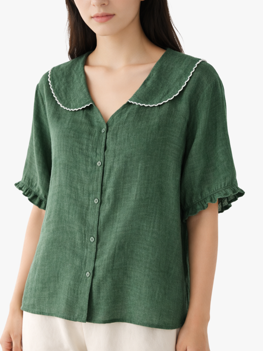 Meygan | Blusa con Cuello Peter Pan Abotonada