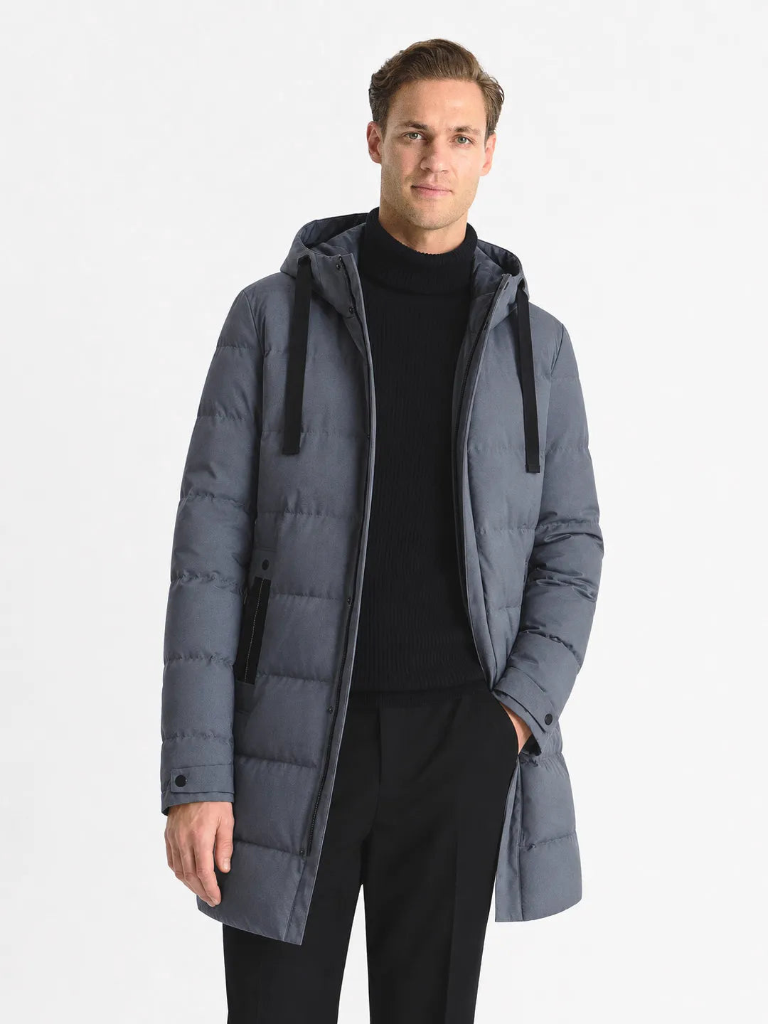 Jacques | Abrigo acolchado largo con capucha