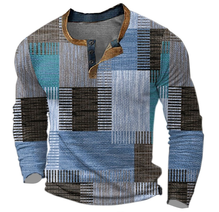 Cyprian | Camiseta Henley De Manga Larga Con Diseño Patchwork
