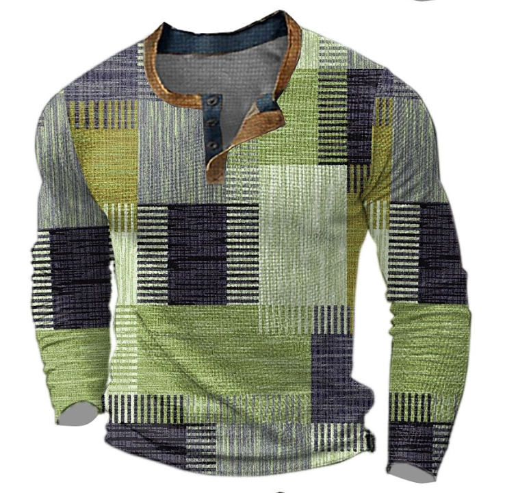 Cyprian | Camiseta Henley De Manga Larga Con Diseño Patchwork