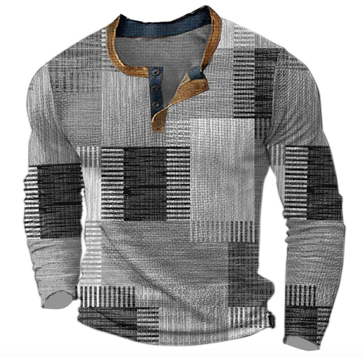 Cyprian | Camiseta Henley De Manga Larga Con Diseño Patchwork
