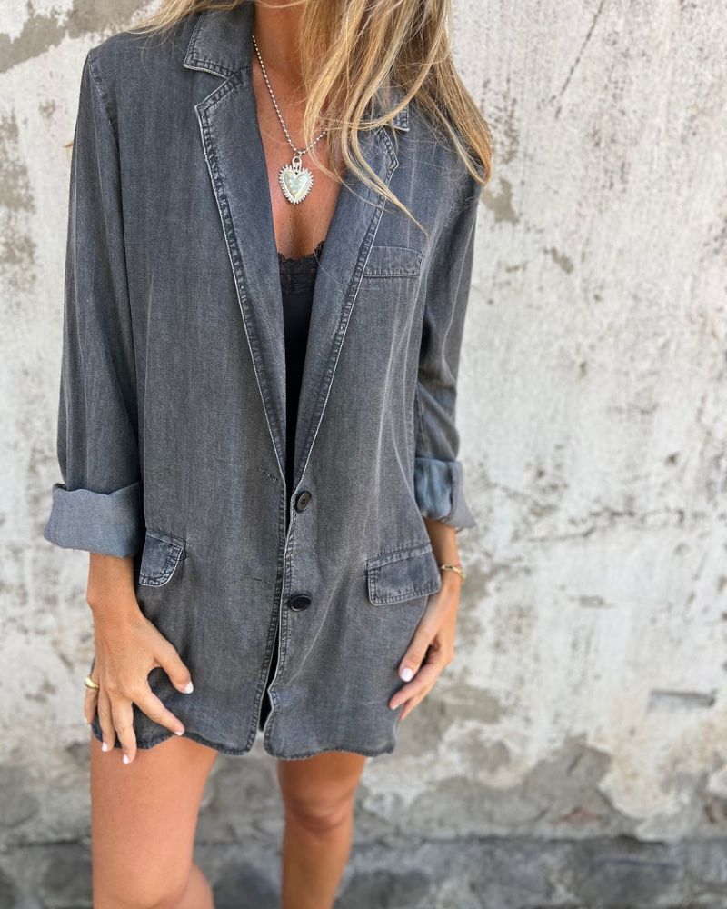 Romilda | Chaqueta Denim Talla Grande Con Botones Frontales