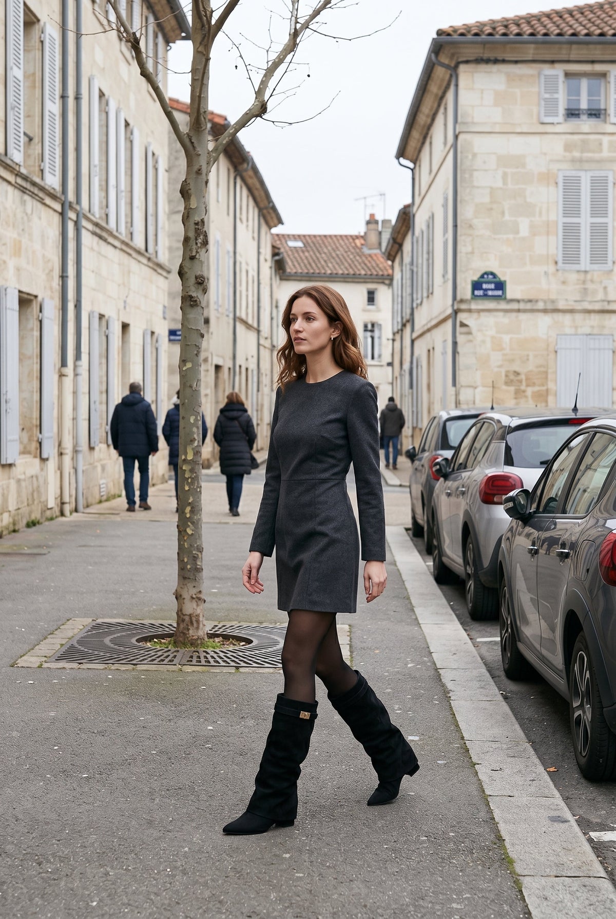 Sibylle | Botas altas con punta afilada y tacón bloque