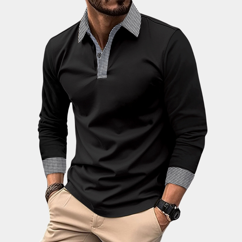 Clément | Polo de Manga Larga con Cuello Cuadriculado