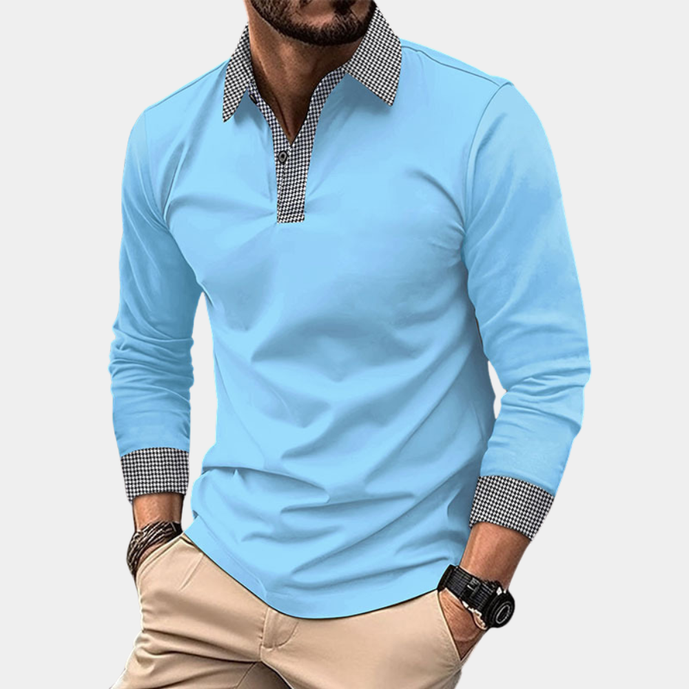 Clément | Polo de Manga Larga con Cuello Cuadriculado