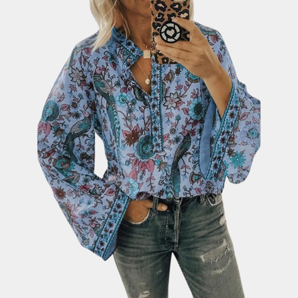 Marilyn | Blusa Floral de Manga Larga Acampanada