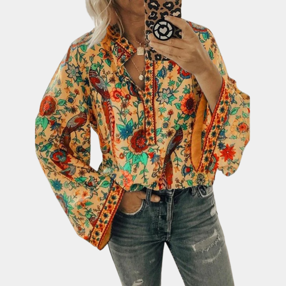 Marilyn | Blusa Floral de Manga Larga Acampanada