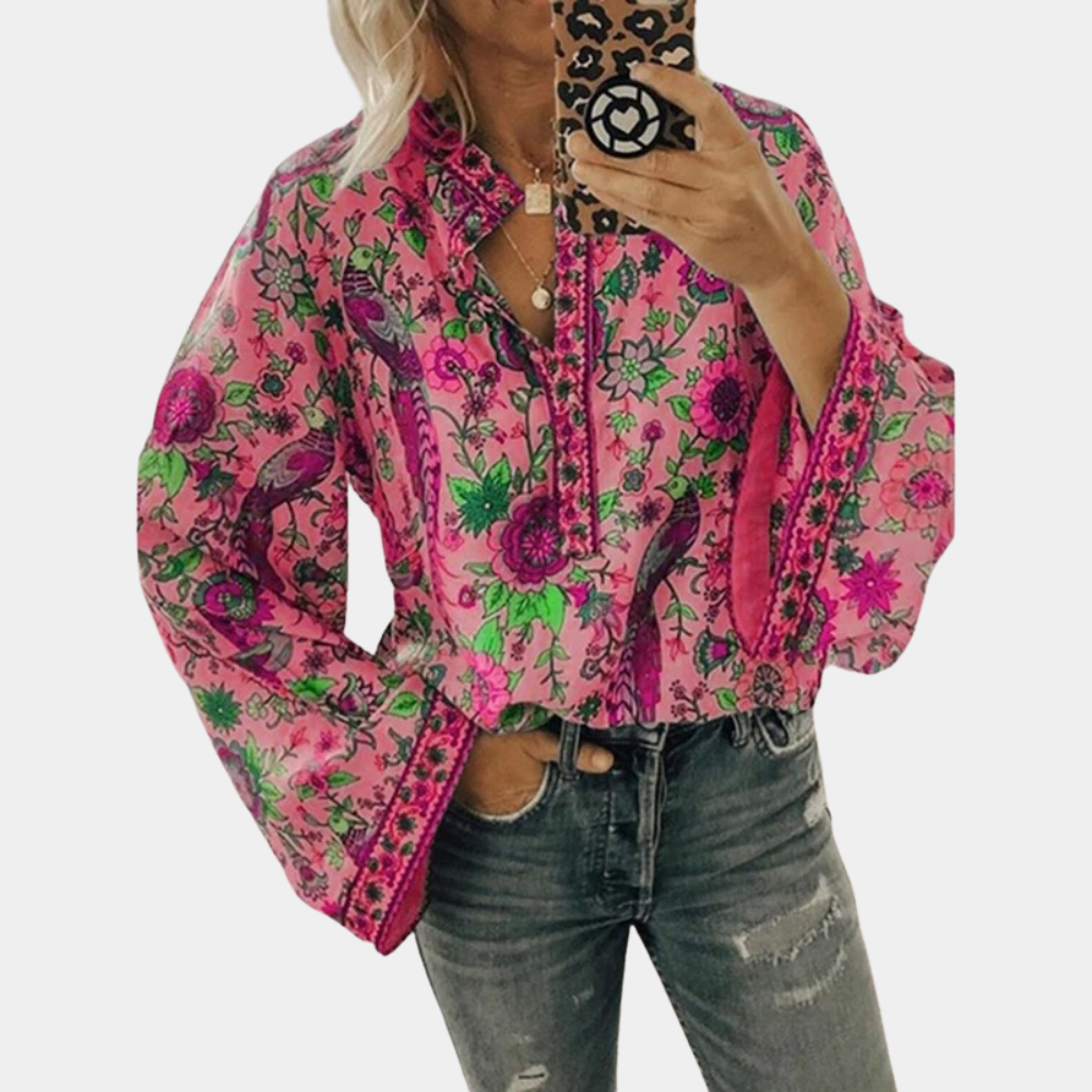Marilyn | Blusa Floral de Manga Larga Acampanada