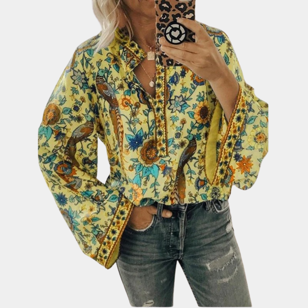 Marilyn | Blusa Floral de Manga Larga Acampanada