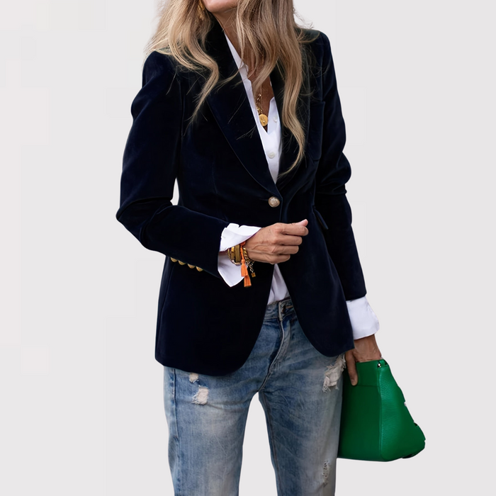 Quirita | Blazer De Terciopelo De Corte Entallado Y Botonadura Simple Para Mujer
