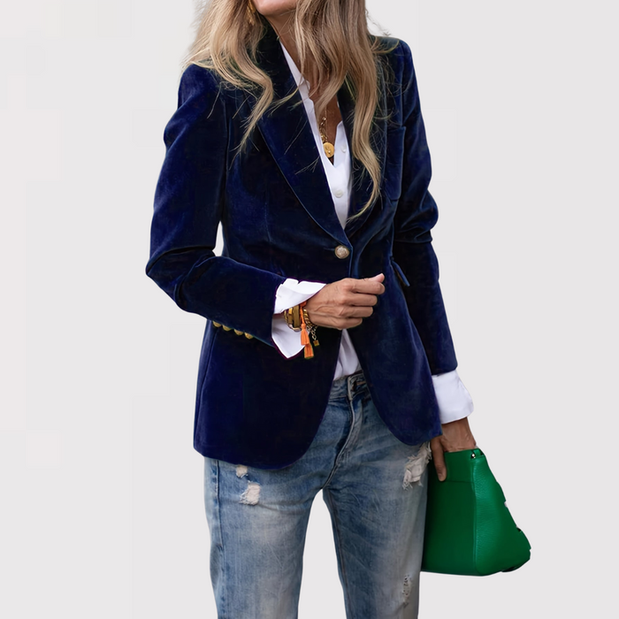 Quirita | Blazer De Terciopelo De Corte Entallado Y Botonadura Simple Para Mujer