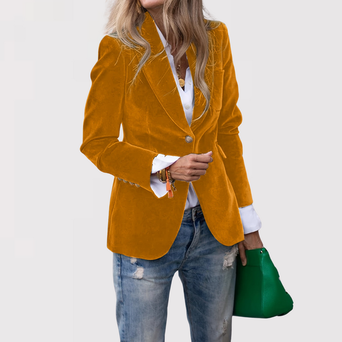 Quirita | Blazer De Terciopelo De Corte Entallado Y Botonadura Simple Para Mujer