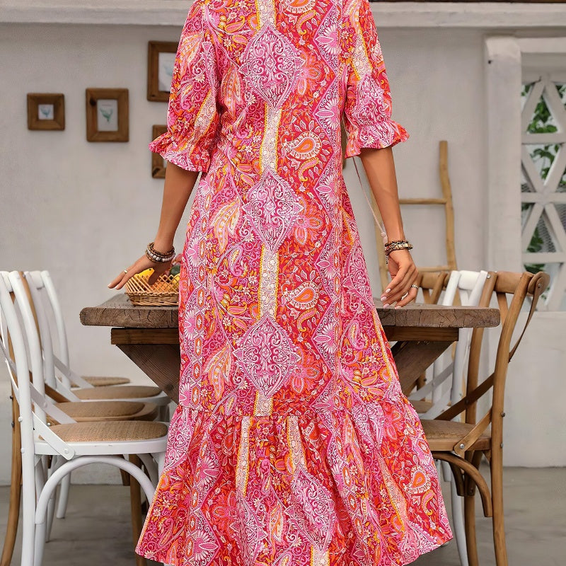 Aniy - Vestido Floral de Verano con Cuello en V