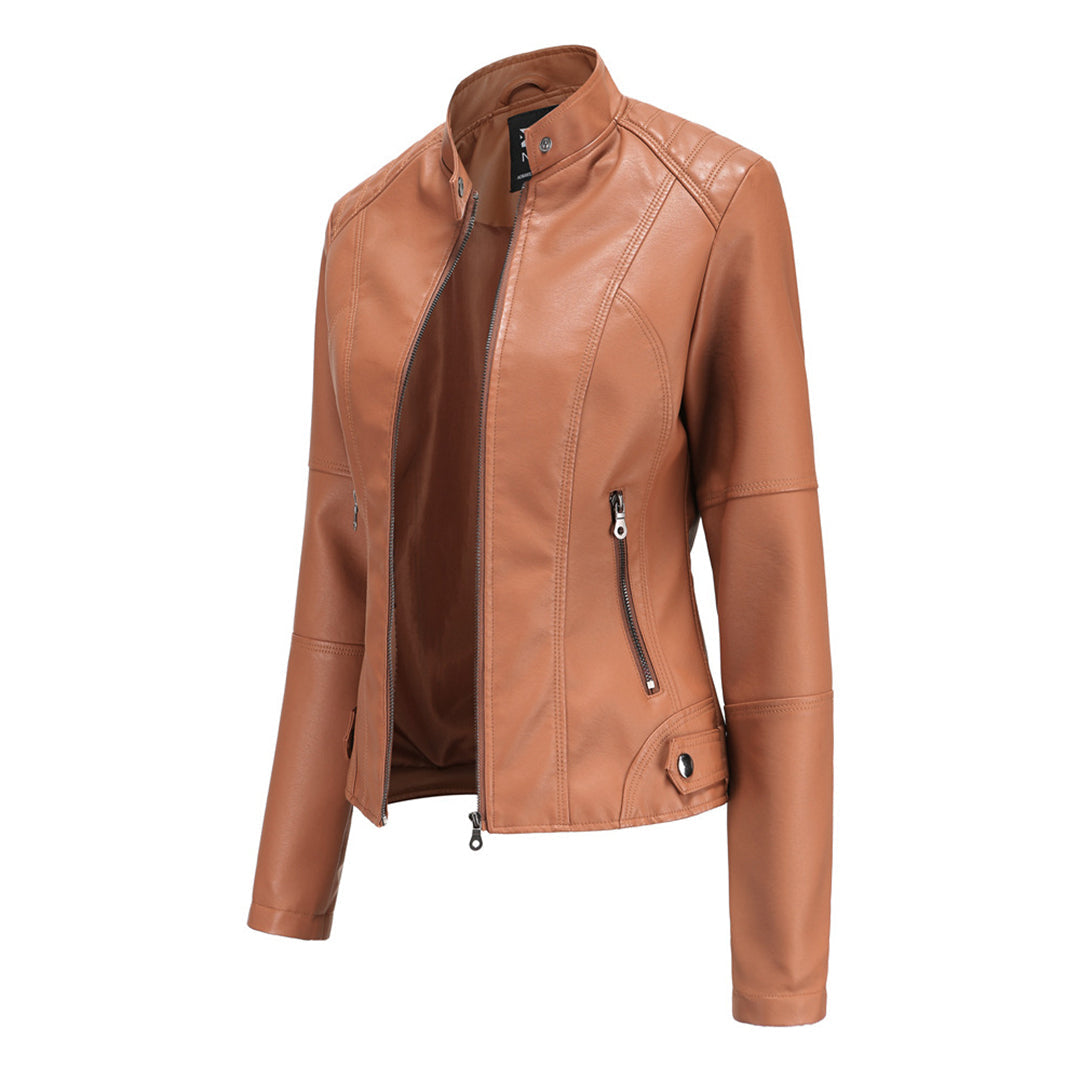 Hanneke | Chaqueta Efecto Cuero Con Cuello Alto