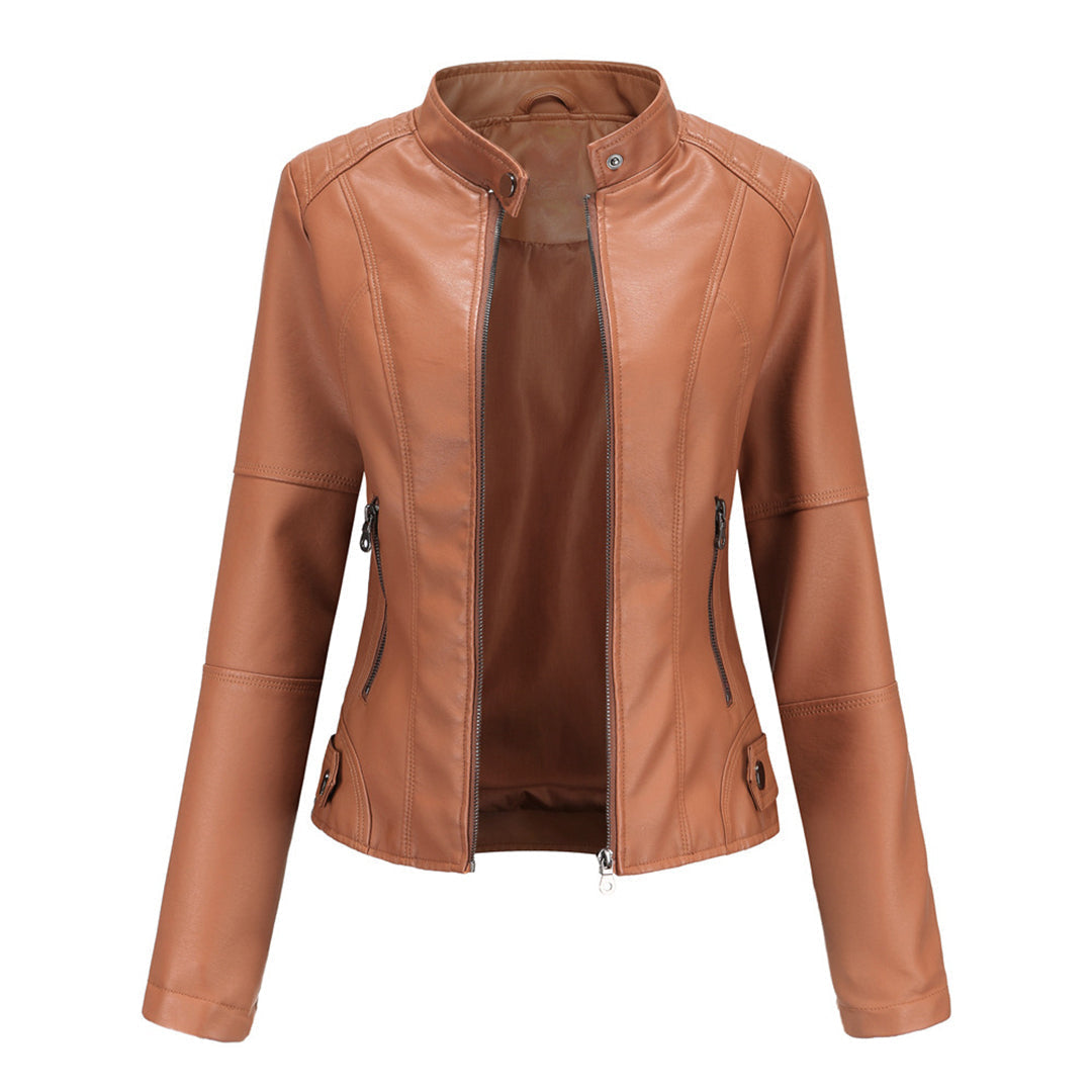 Hanneke | Chaqueta Efecto Cuero Con Cuello Alto