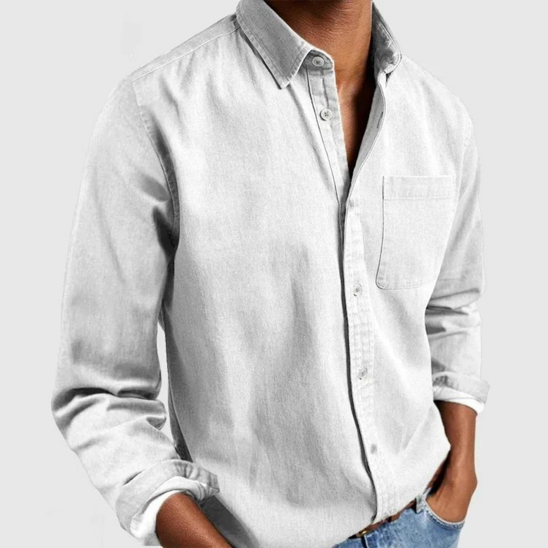 Carel - Camisa Informal de Manga Larga Con Botones y Bolsillo en el Pecho