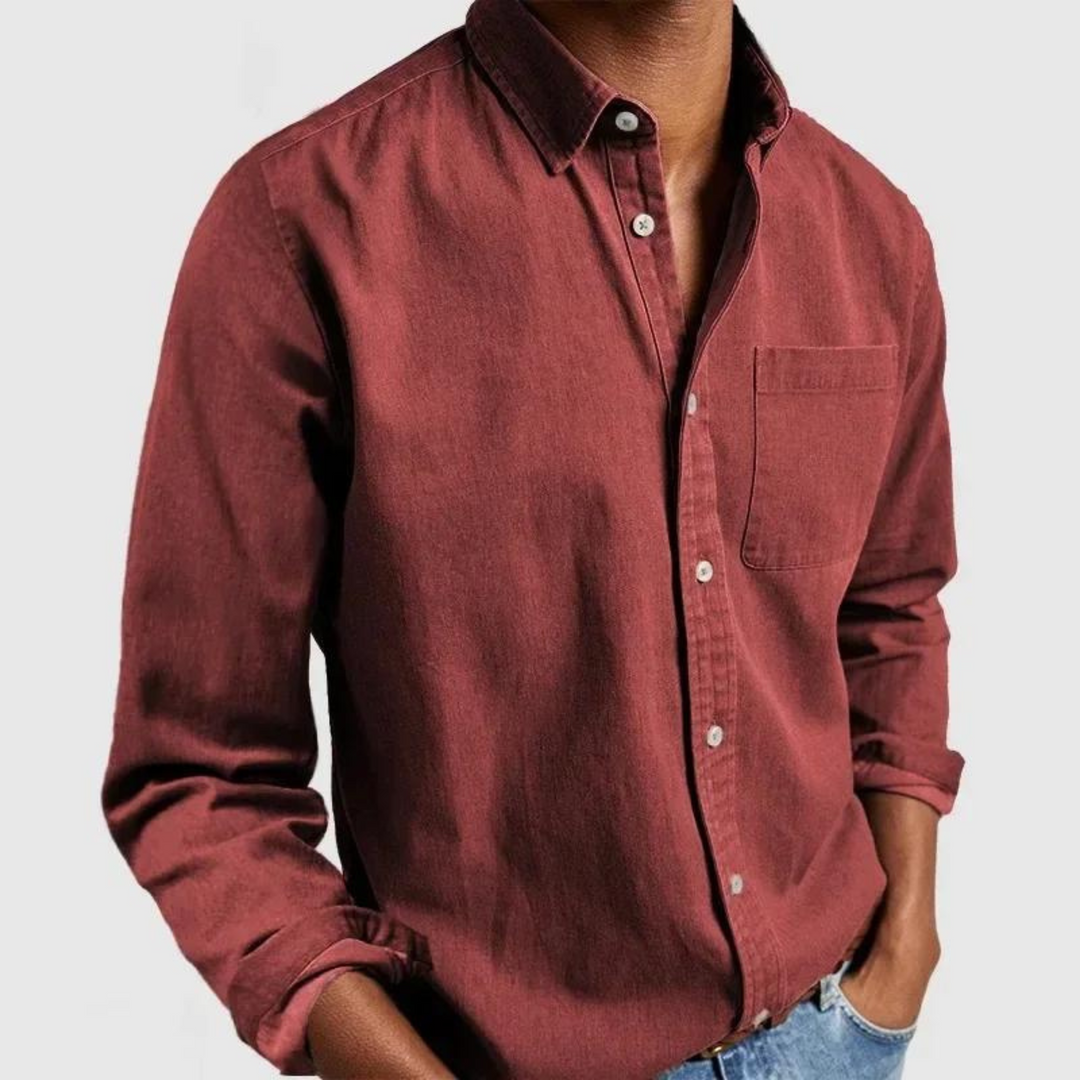 Carel - Camisa Informal de Manga Larga Con Botones y Bolsillo en el Pecho
