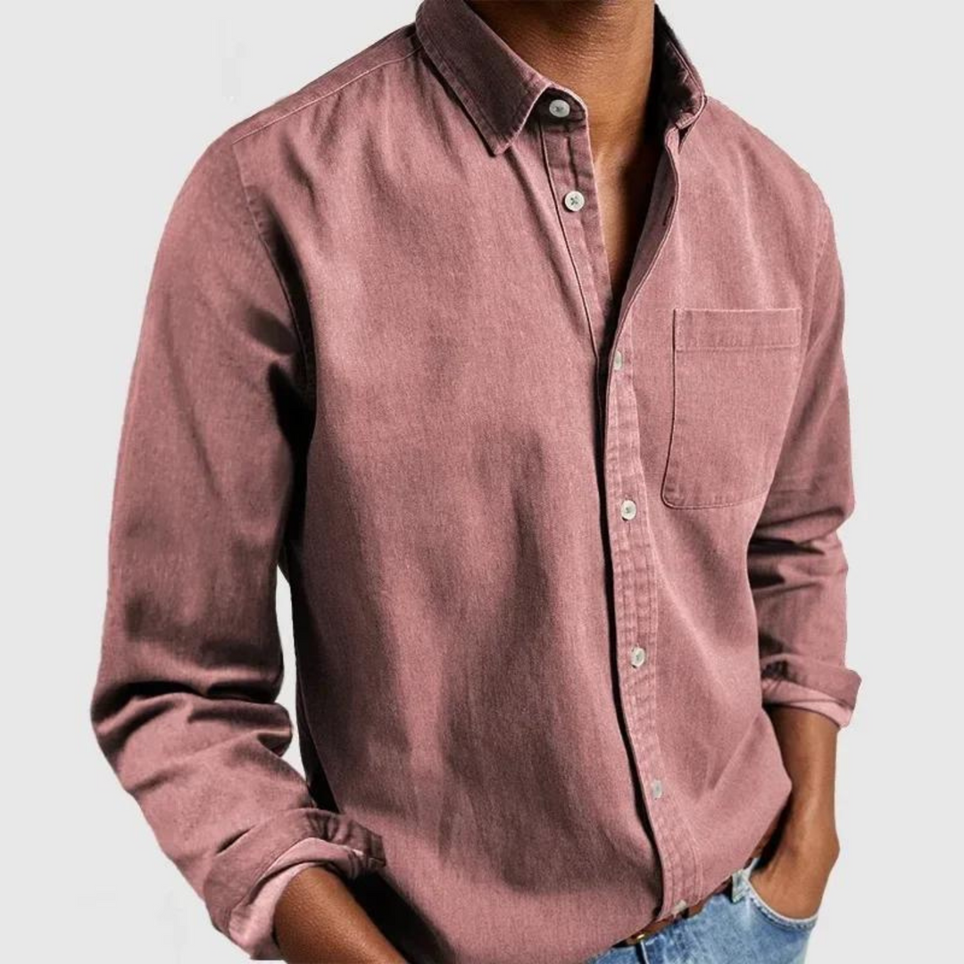 Carel - Camisa Informal de Manga Larga Con Botones y Bolsillo en el Pecho