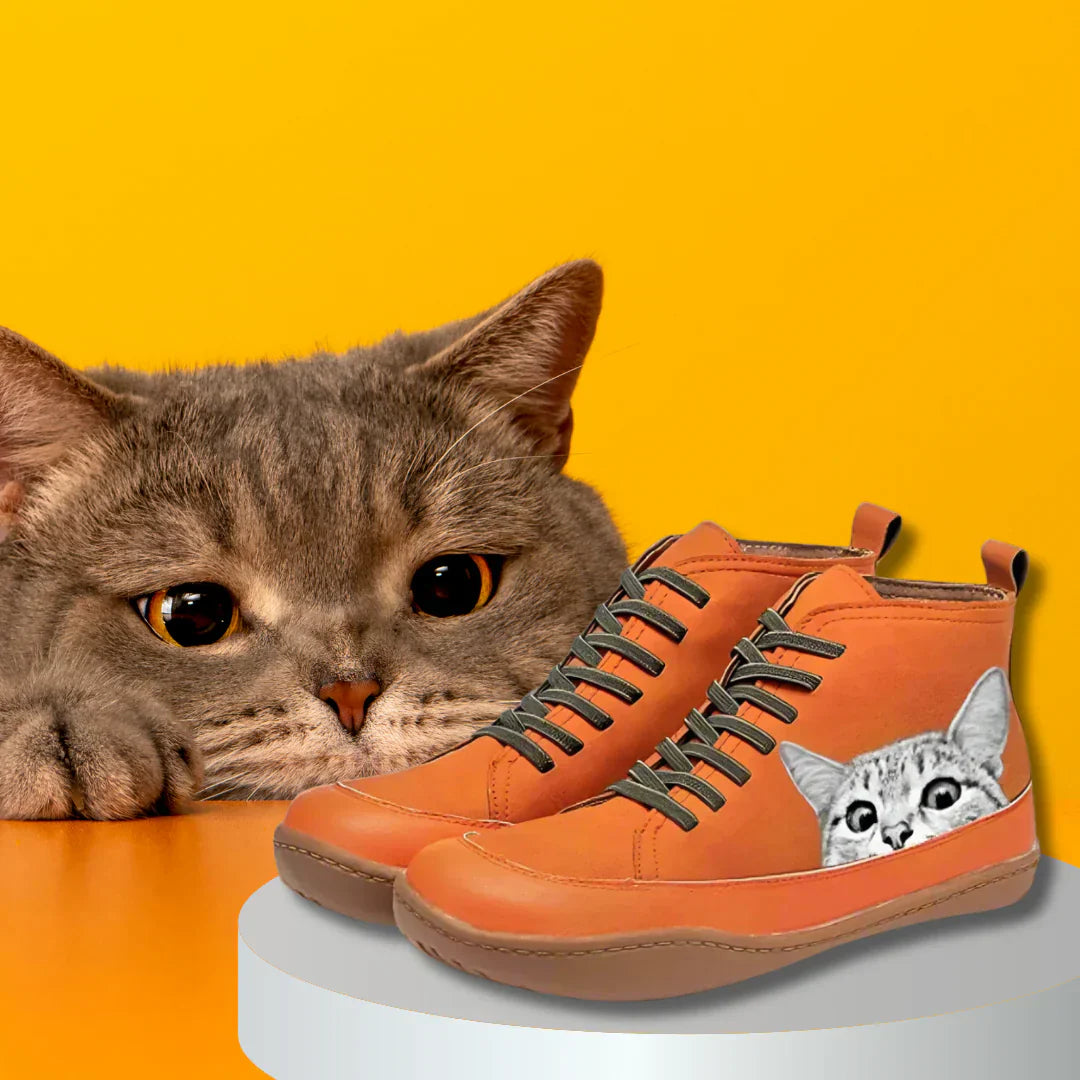 Fenna - Botines Con Cordones Y Estampado De Gatos