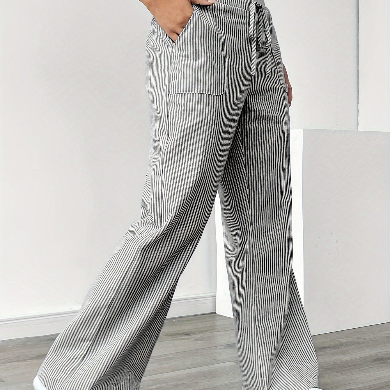 Sunnyi | Pantalones De Pierna Ancha a Rayas Con Cordón