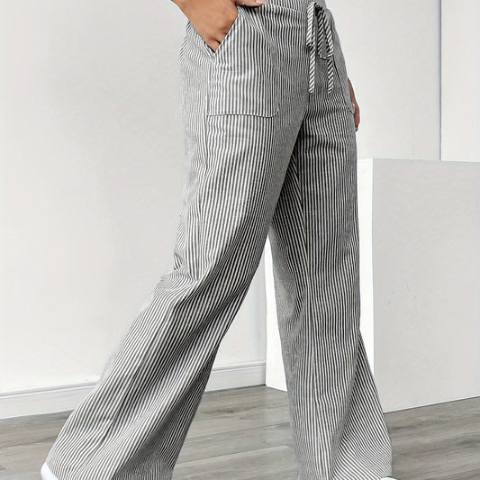 Sunnyi | Pantalones De Pierna Ancha a Rayas Con Cordón