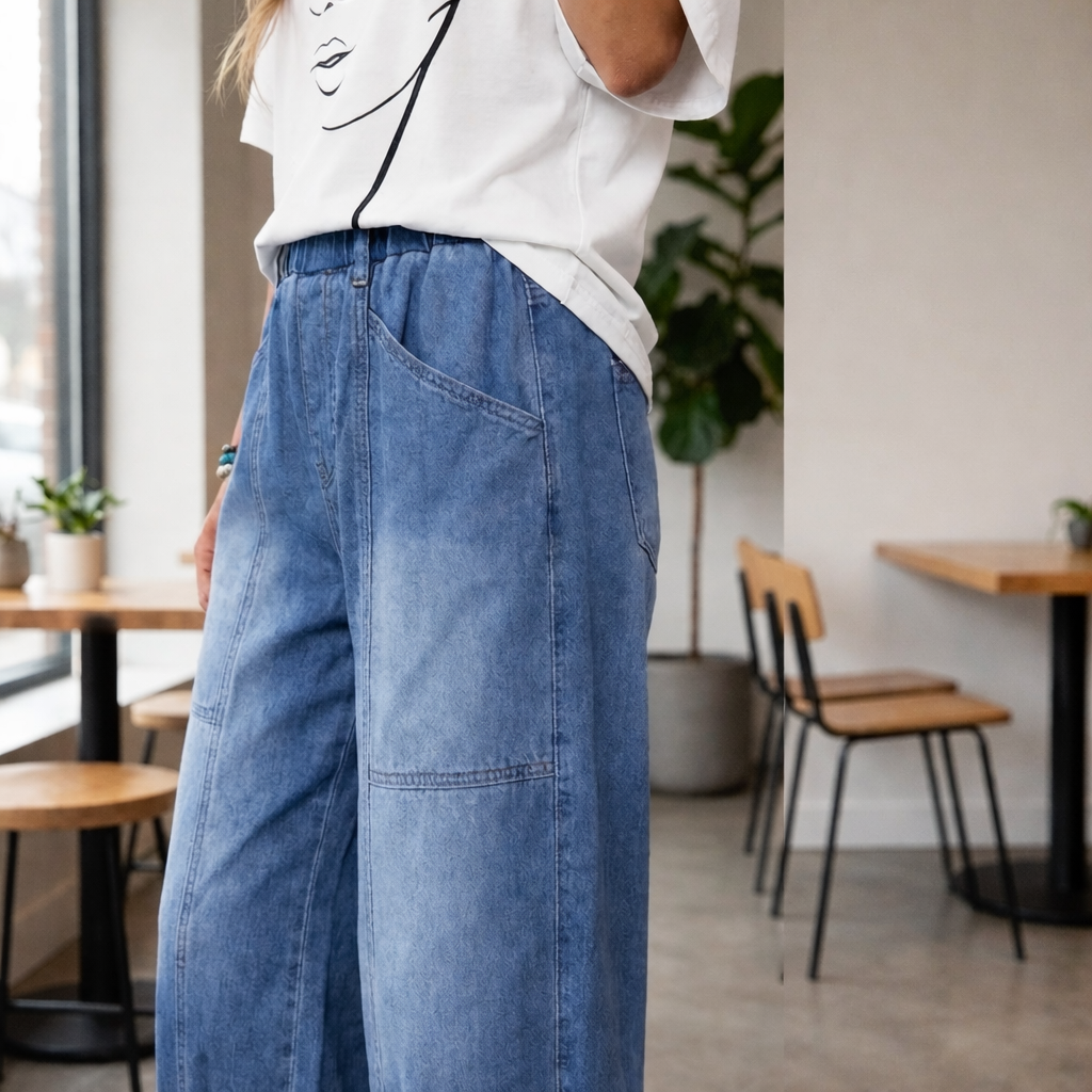 Madavi | Pantalones Vaqueros Azules de Corte Holgado