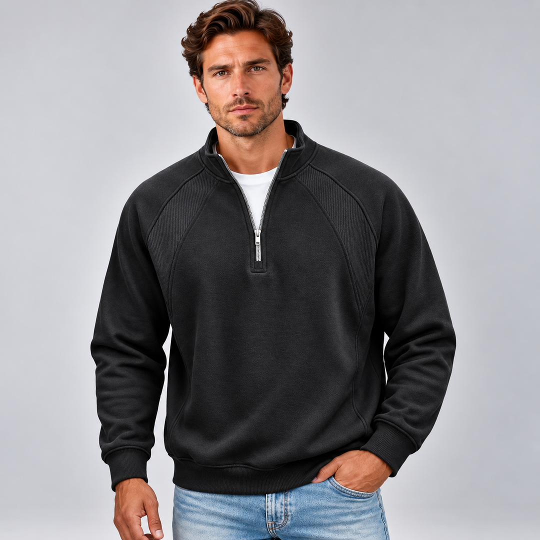 Stanislao | Sudadera con media cremallera y paneles acanalados