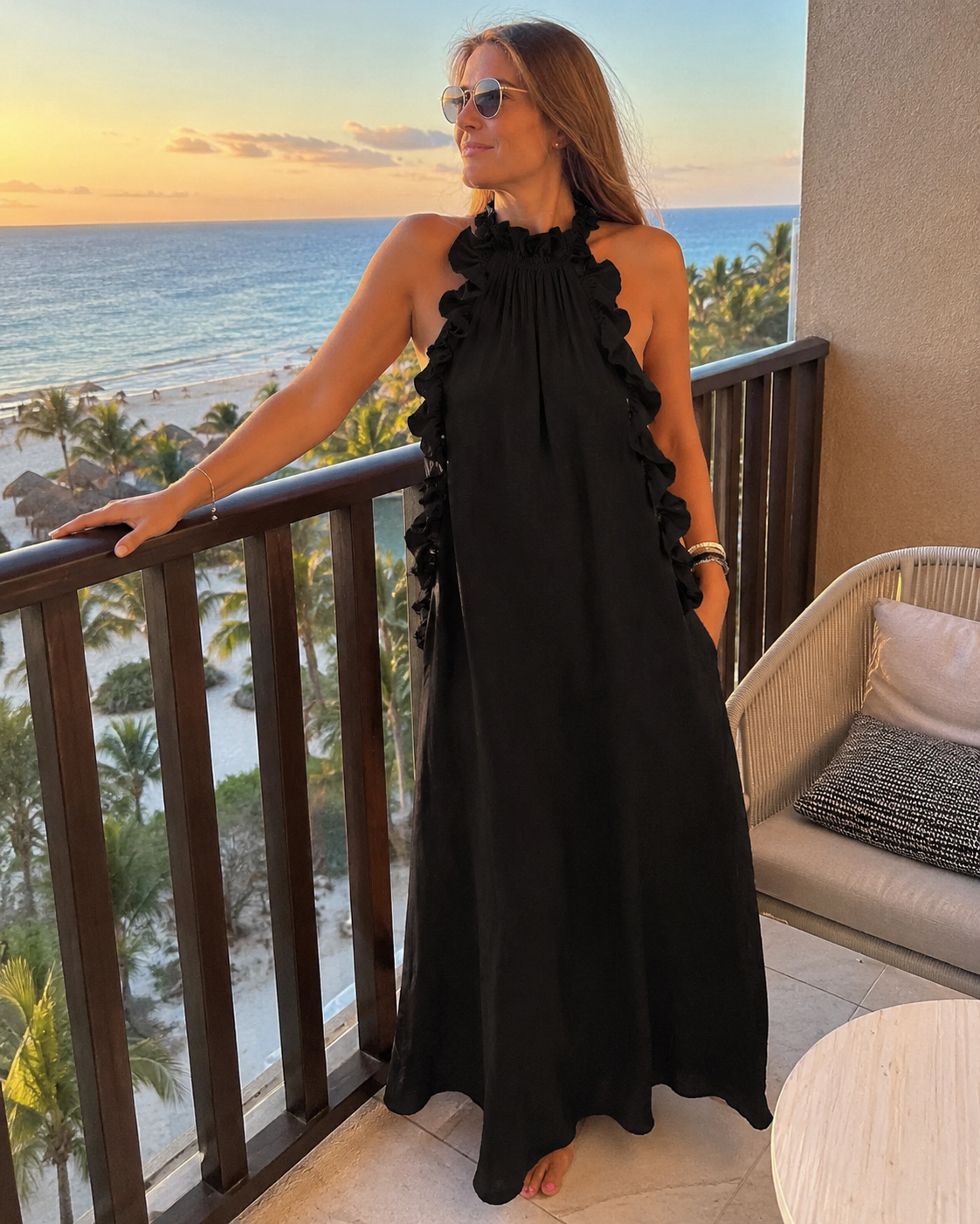 Vasara | Vestido Maxi Sin Mangas Con Volantes