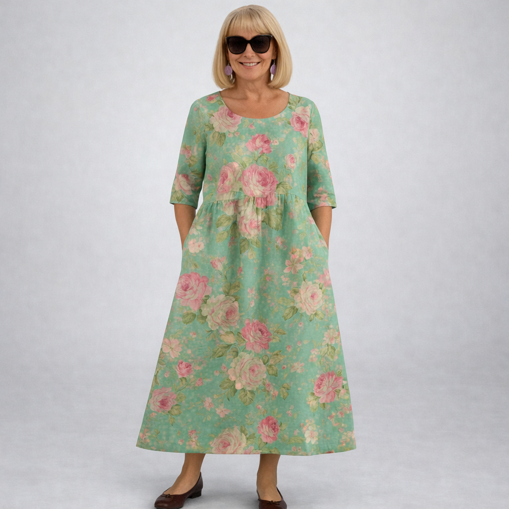 Zunia - Vestido Midi Floral Con Bolsillos