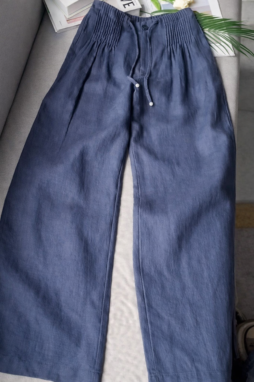 Kuupik | Pantalón Lino Mujer Wide Leg Plisado