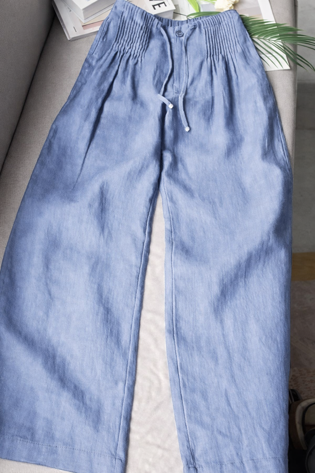 Kuupik | Pantalón Lino Mujer Wide Leg Plisado