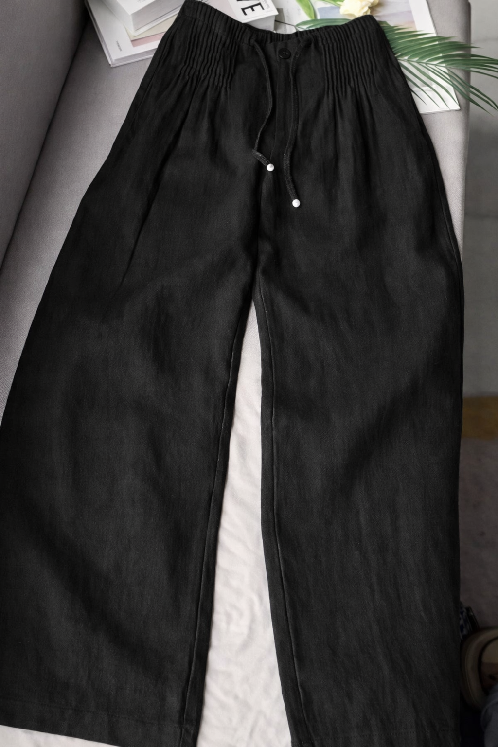 Kuupik | Pantalón Lino Mujer Wide Leg Plisado