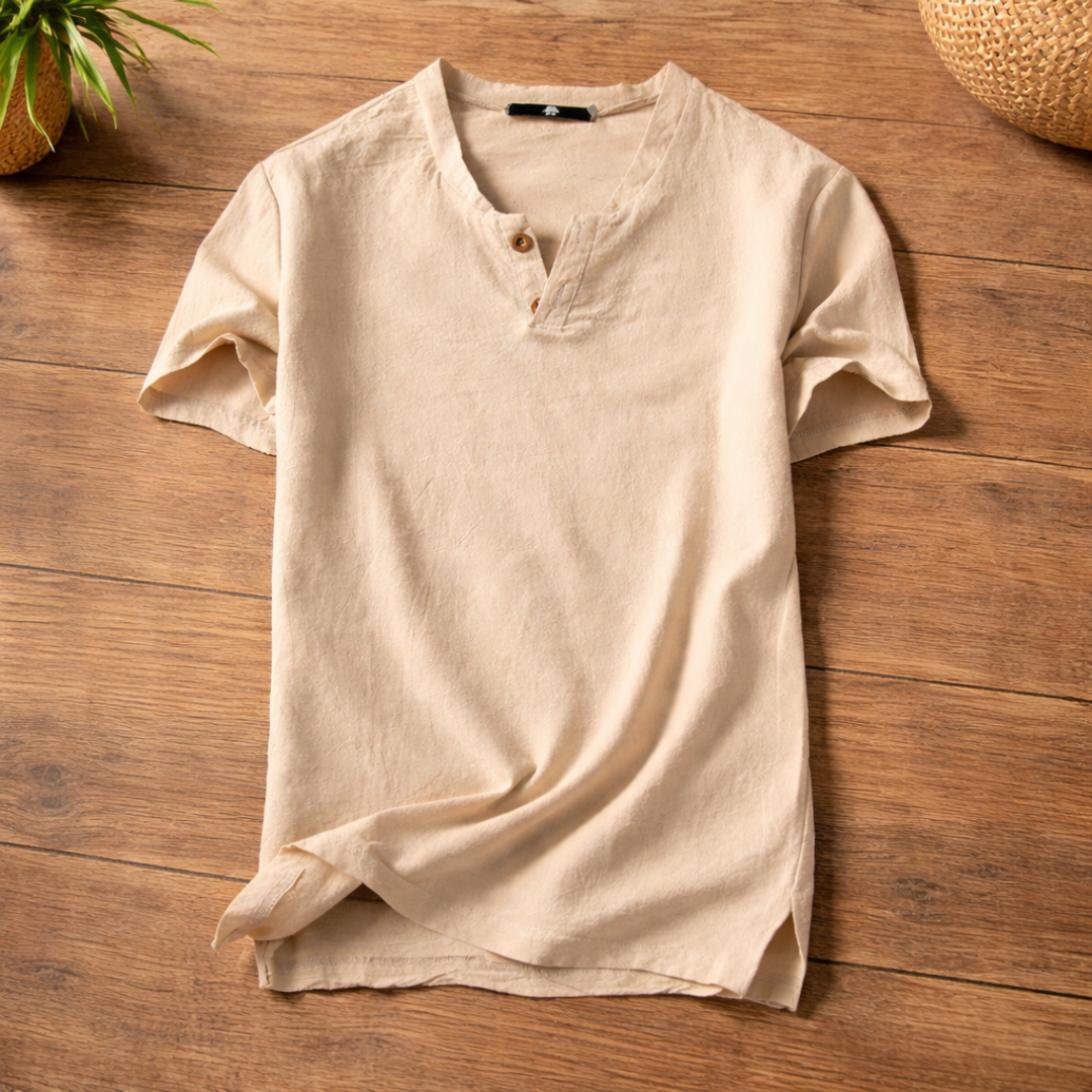 Freddoe - Camiseta Manga Corta Cuello Abierto Con Botones