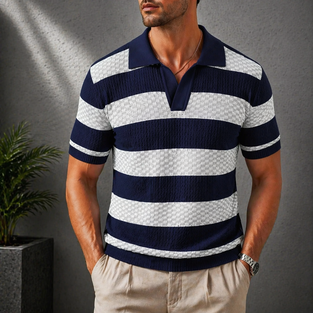 Leunard | Camiseta Polo De Manga Corta De Punto a Rayas