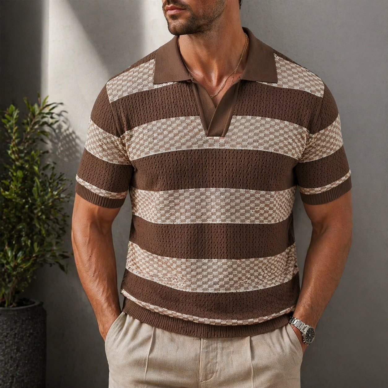 Leunard | Camiseta Polo De Manga Corta De Punto a Rayas
