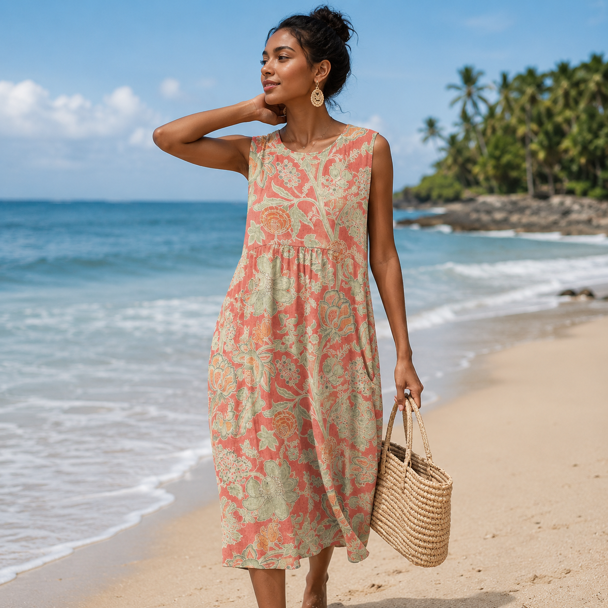 Kary | Vestido Midi Estampado de Corte Fluido