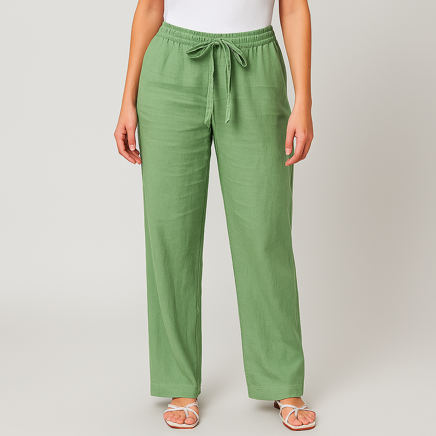 Gwyneth | Pantalón Lino Mujer Wide Leg Cintura Alta