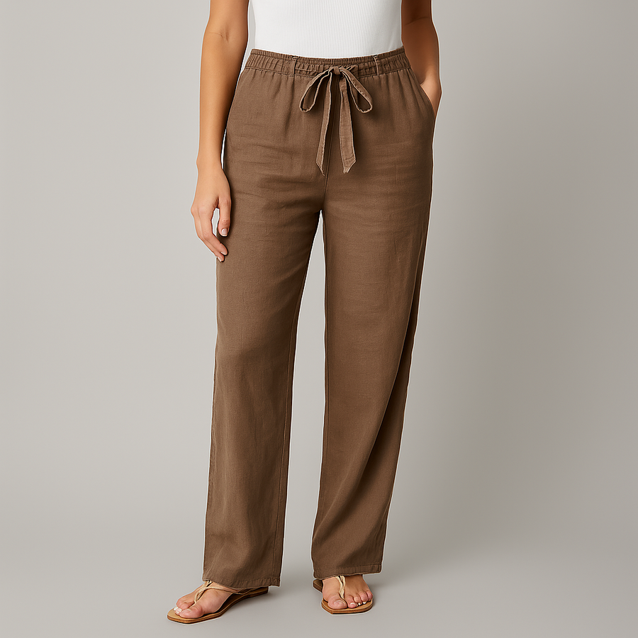 Gwyneth | Pantalón Lino Mujer Wide Leg Cintura Alta