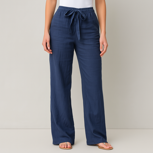 Gwyneth | Pantalón Lino Mujer Wide Leg Cintura Alta