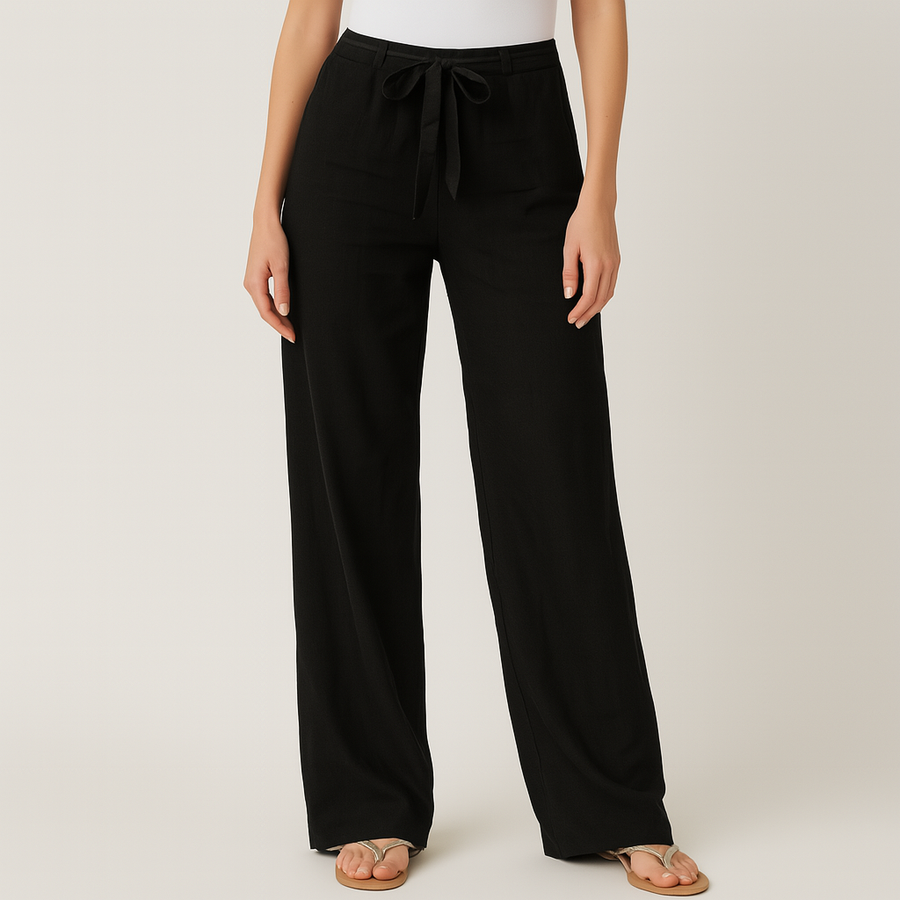 Gwyneth | Pantalón Lino Mujer Wide Leg Cintura Alta