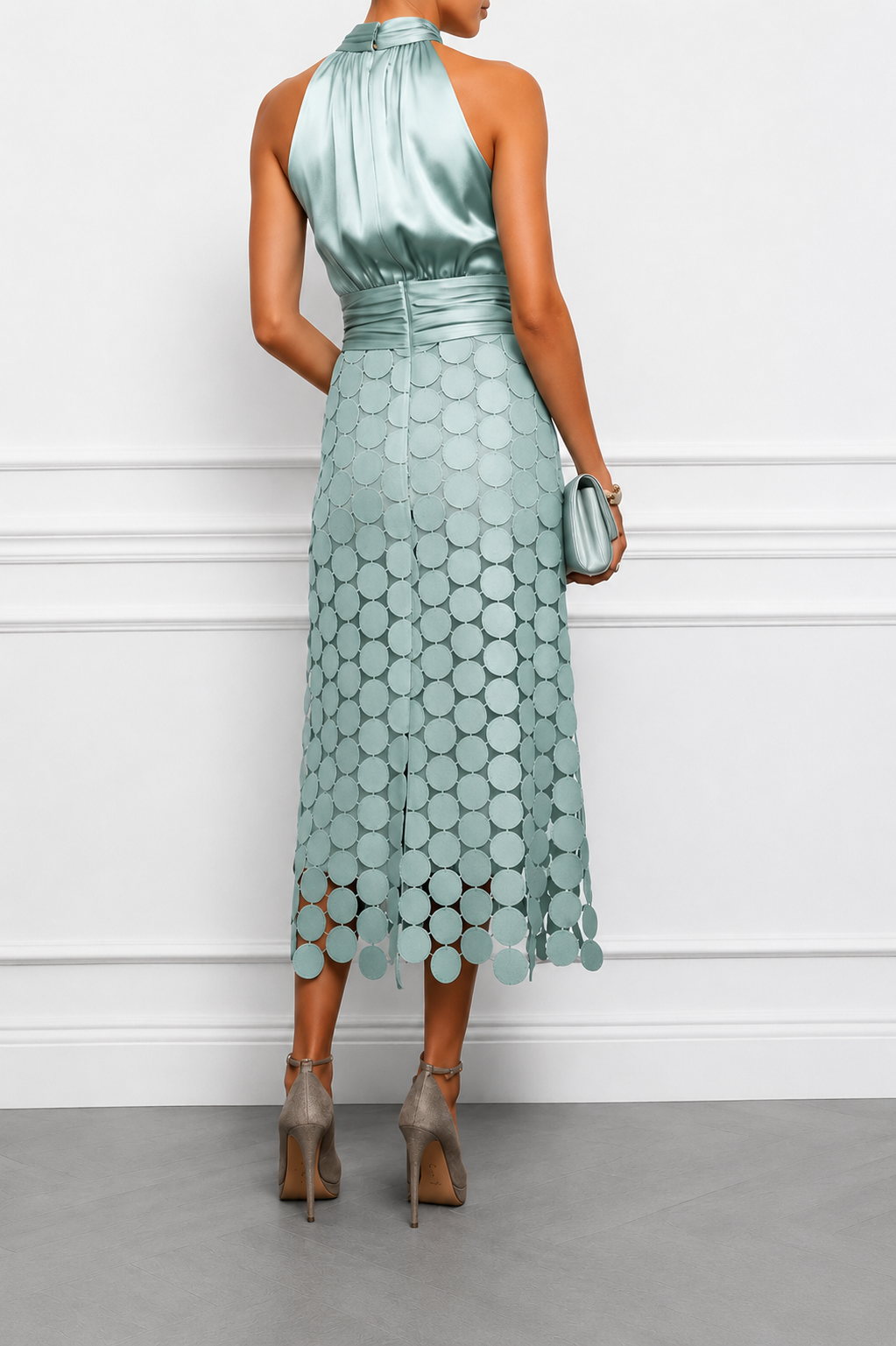 Rinldo | Vestido MIDI Con Cuello Halter Y Estampado Circular