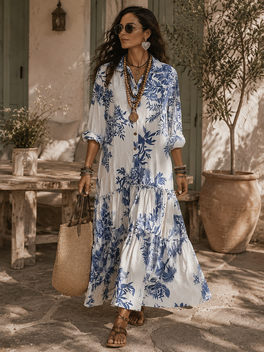 Shiza | Vestido Maxi Floral Con Botones