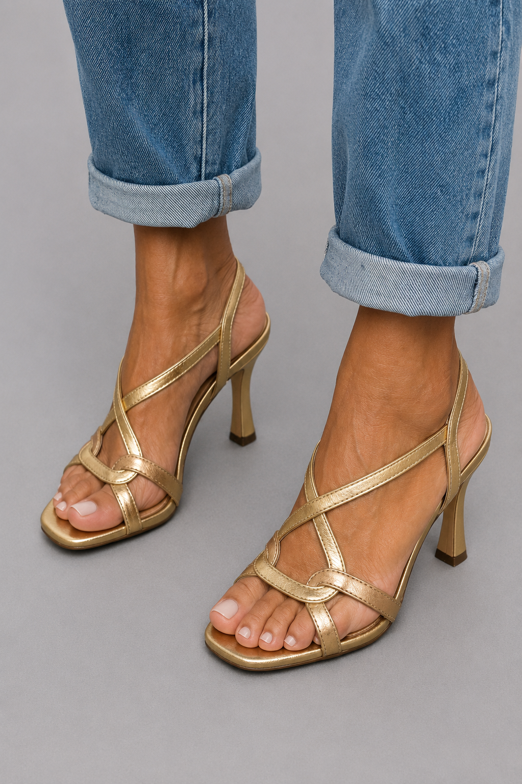 Cassie | Sandalias De Tacón Con Tiras Metálicas Y Talón Abierto