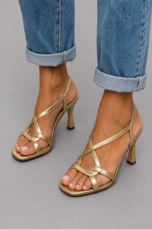 Cassie | Sandalias De Tacón Con Tiras Metálicas Y Talón Abierto