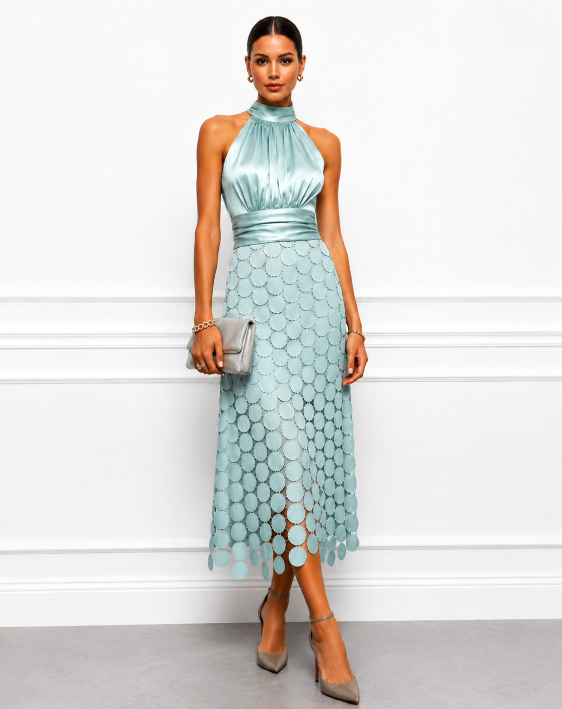 Rinldo | Vestido MIDI Con Cuello Halter Y Estampado Circular