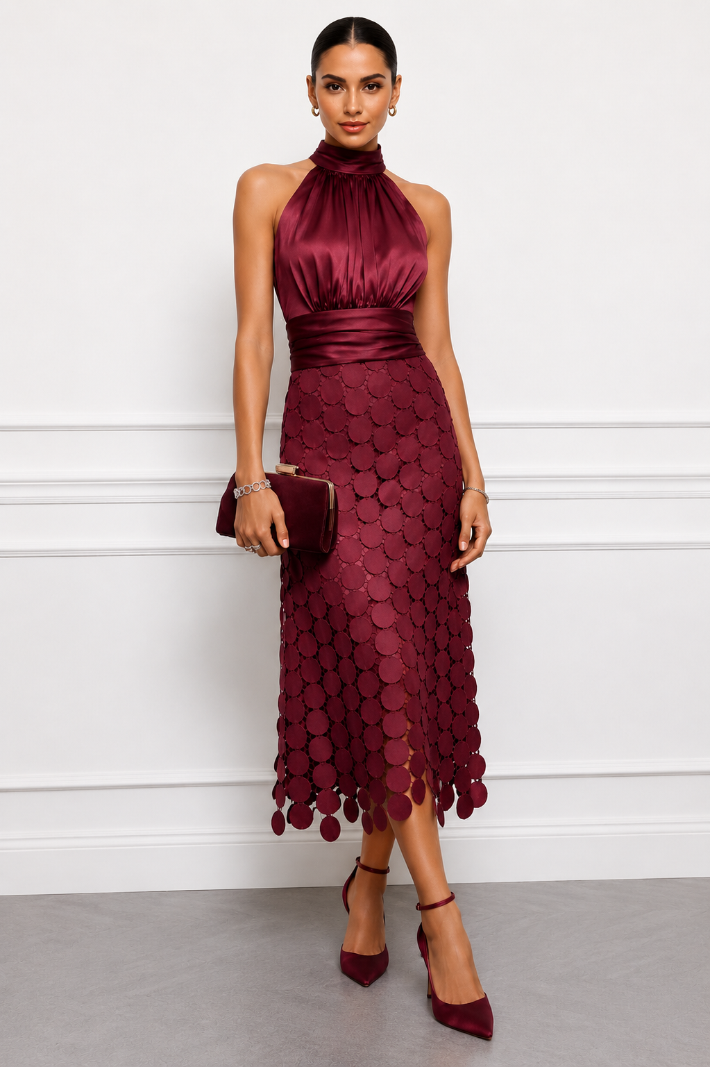 Rinldo | Vestido MIDI Con Cuello Halter Y Estampado Circular