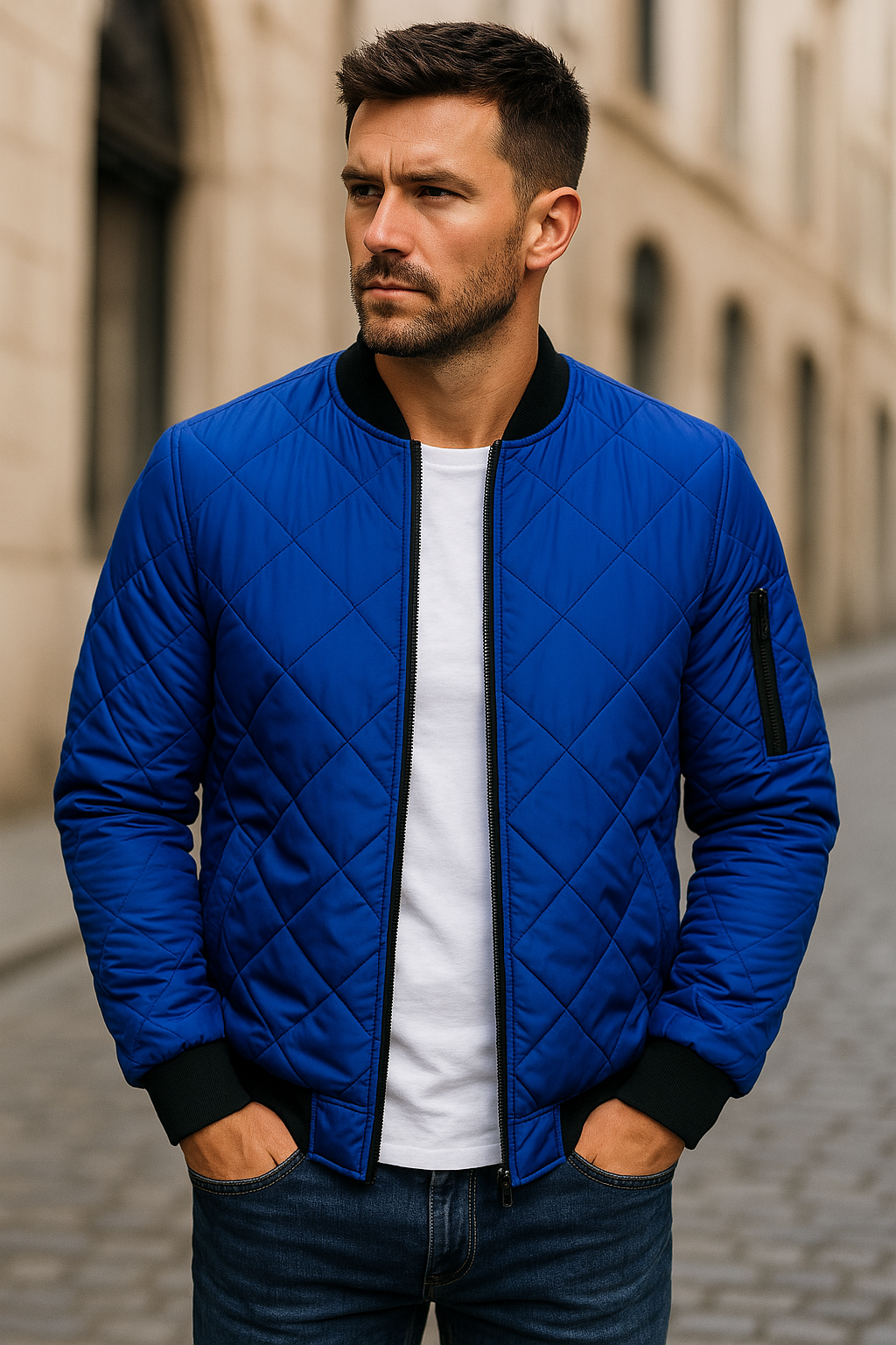 Willy | Chaqueta Bomber Acolchada con Ribetes Elásticos