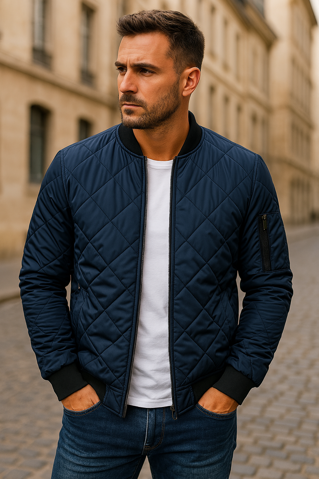 Willy | Chaqueta Bomber Acolchada con Ribetes Elásticos
