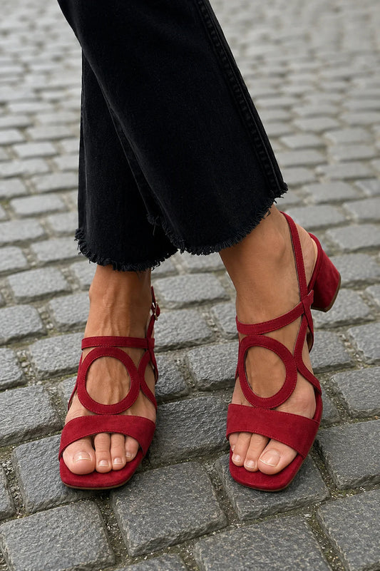 Gurng | Sandalias de Tacón Grueso Con Puntera Cuadrada y Aberturas