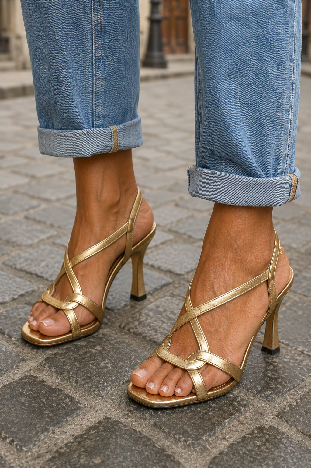 Cassie | Sandalias De Tacón Con Tiras Metálicas Y Talón Abierto
